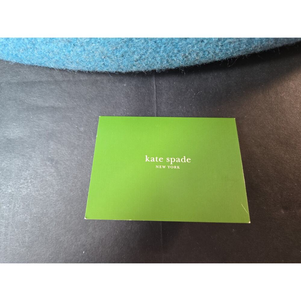 Kate Spade New York Blue Wool Felt Hobo Bag Silver Handles Polka Dot Lining - Picture 8 of 14